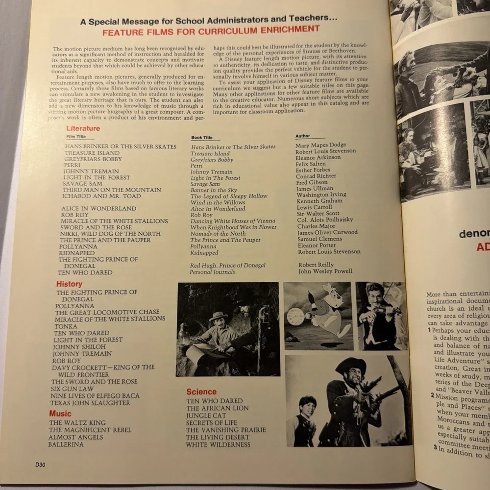 Walt Disney Entertainment Motion Pictures 1970-1971 Catalog of 16mm films rental